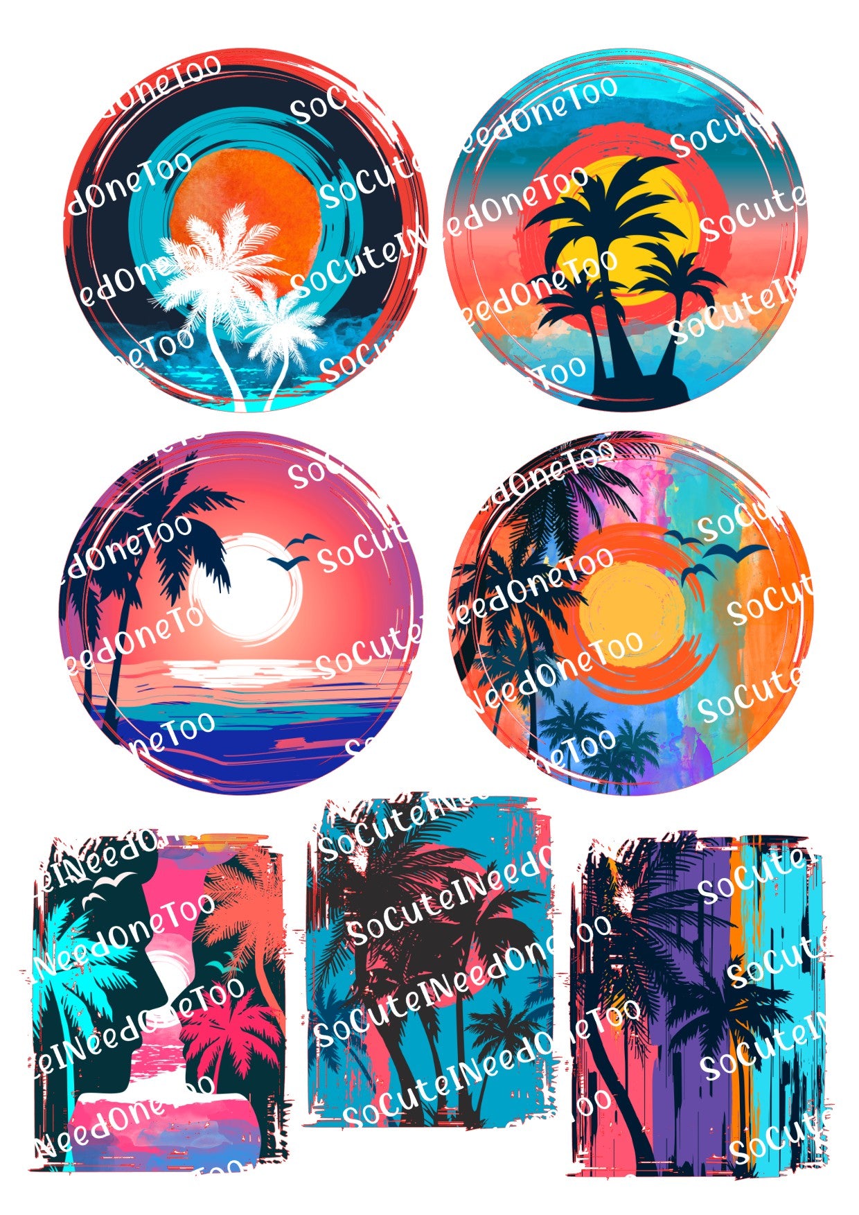 Beach Sunset Backgrounds Waterslide Decals - SoCuteINeedOneToo