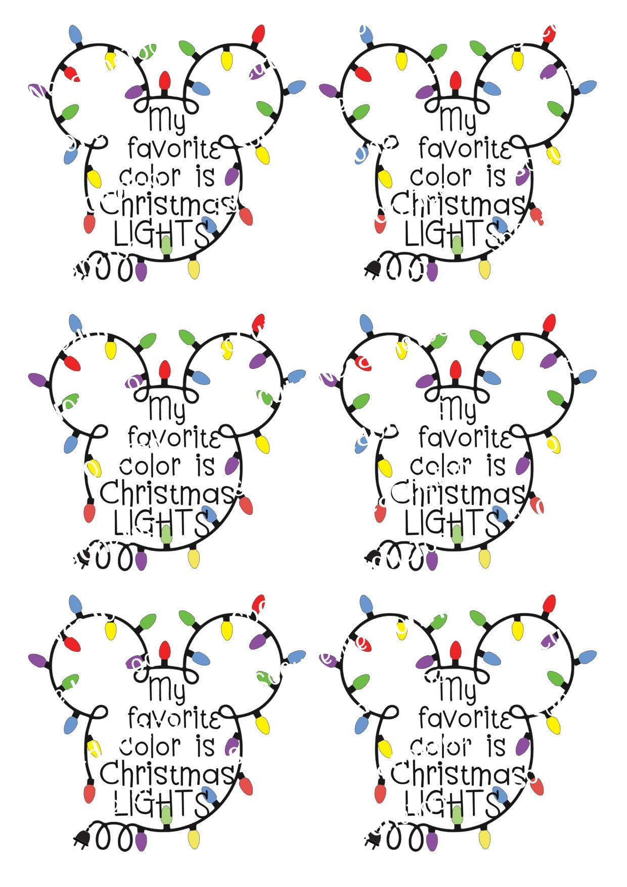 Christmas - Mickey Mouse Lights Waterslide Decals - SoCuteINeedOneToo