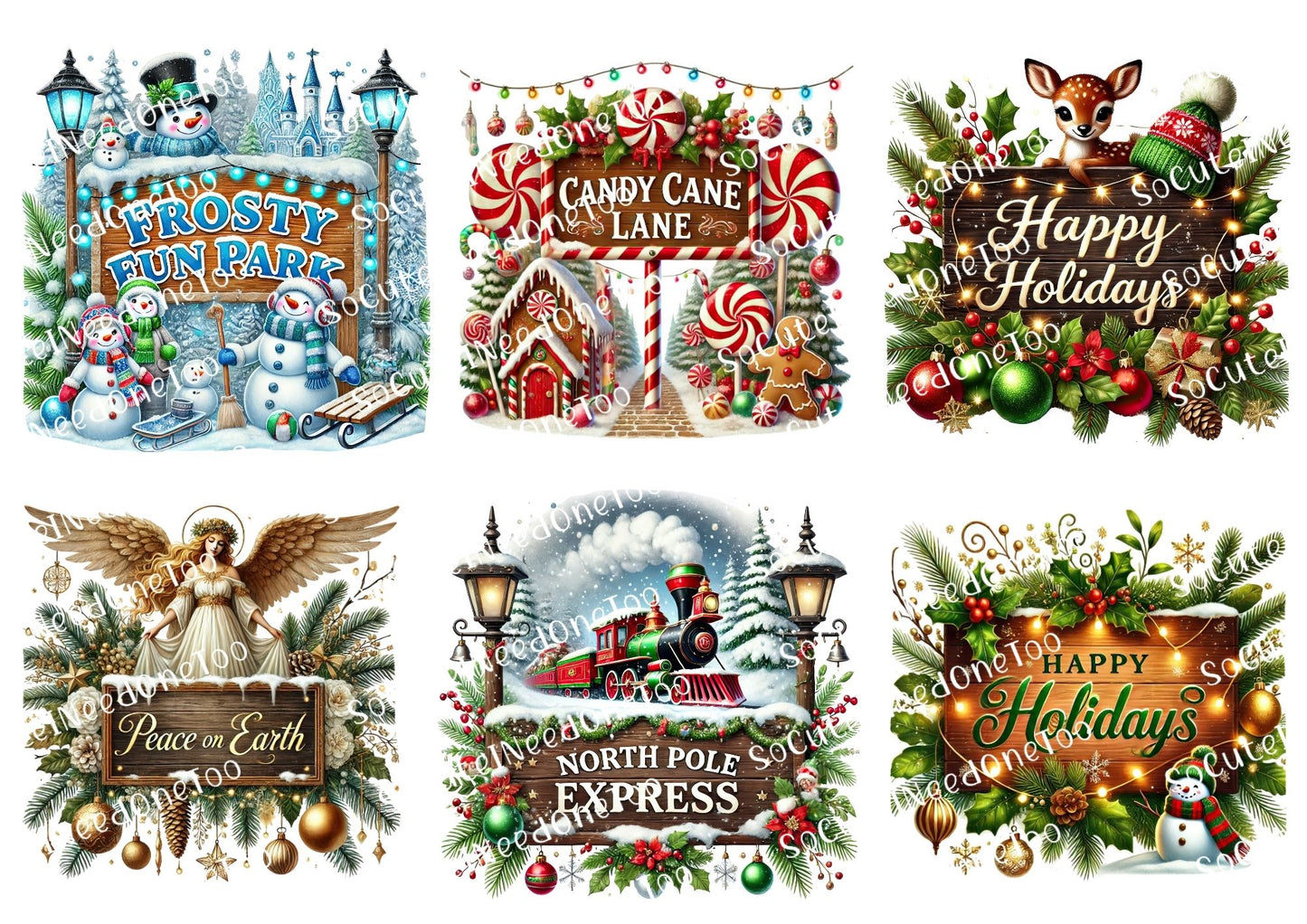 Christmas Signs #2 - #4 Waterslide Decals - SoCuteINeedOneToo