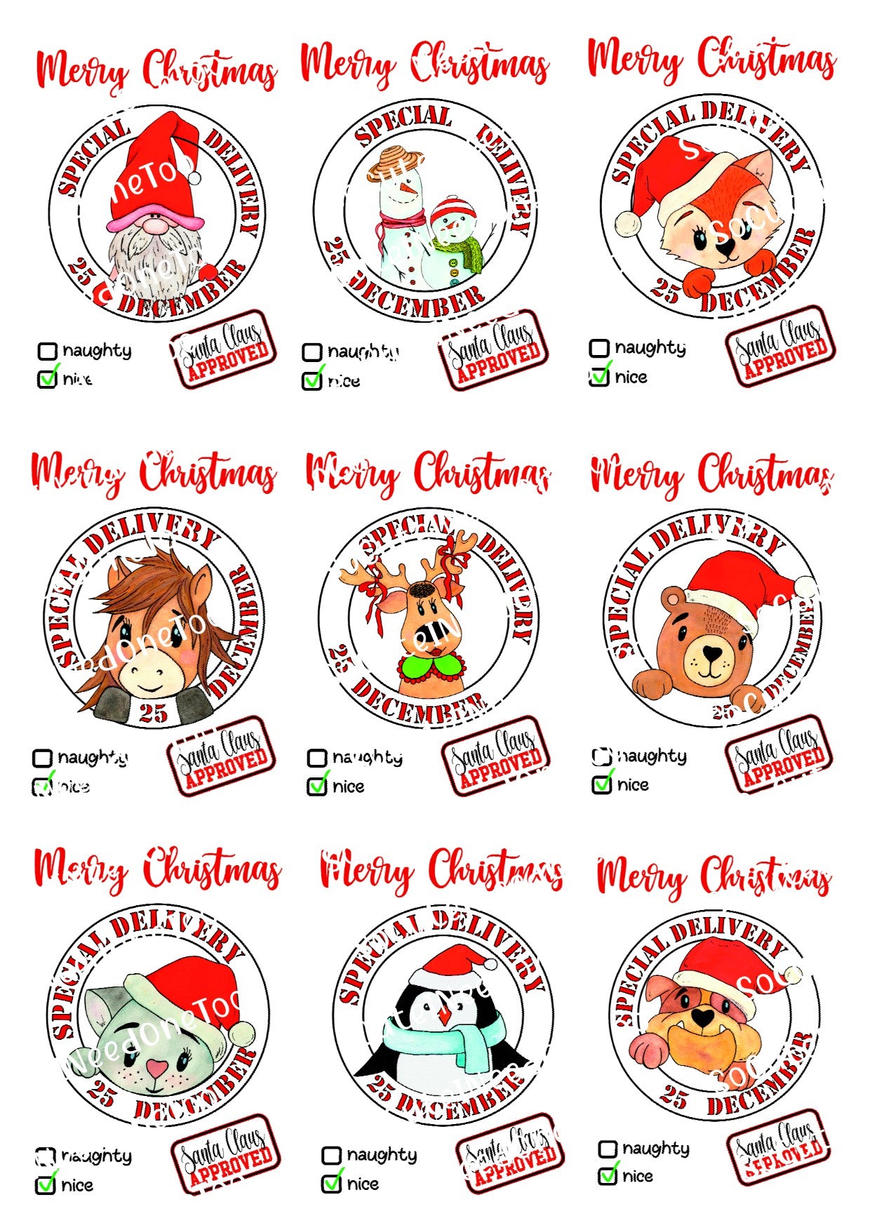 Christmas Tags Waterslide Decals - SoCuteINeedOneToo