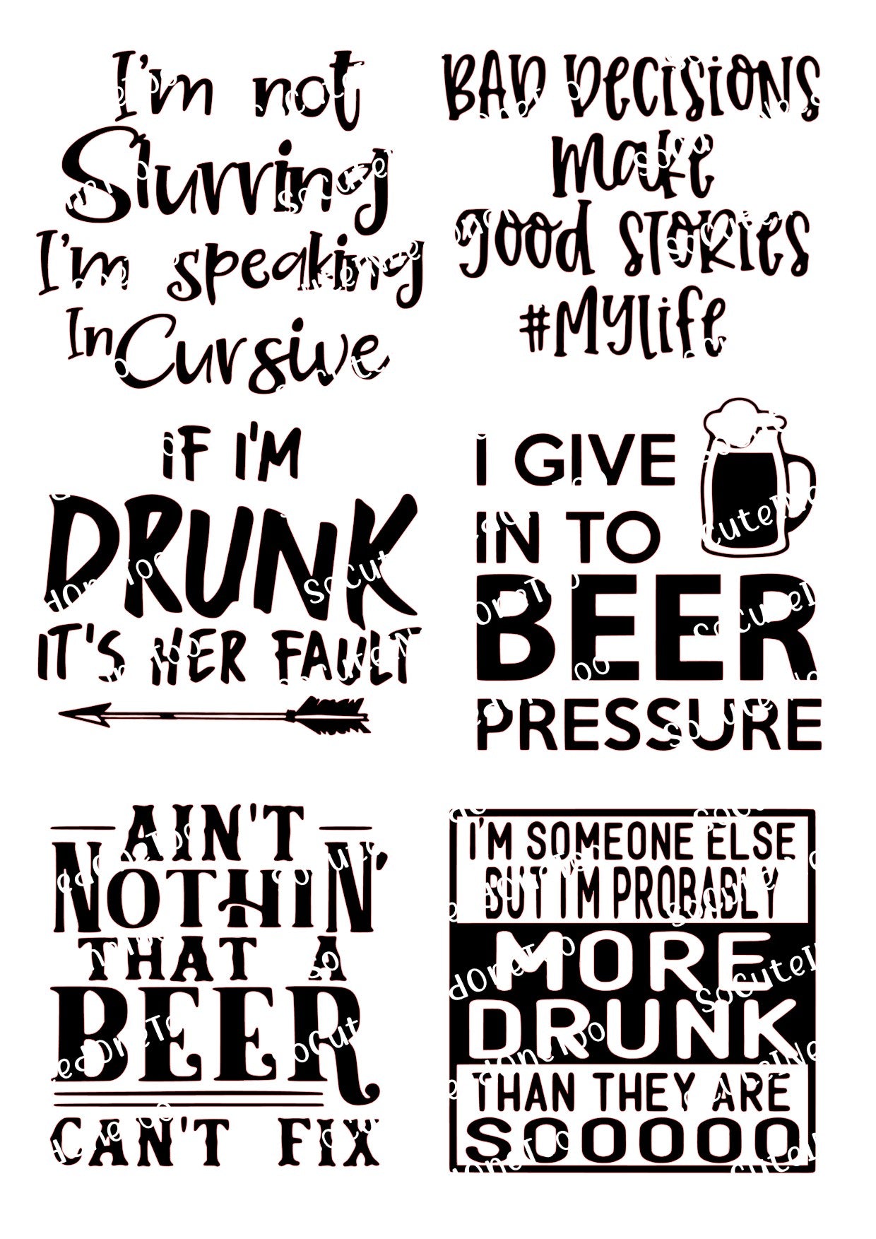Drinking I'm Not Slurring Waterslide Decals – Funny Girls Night Sayings for Tumblers