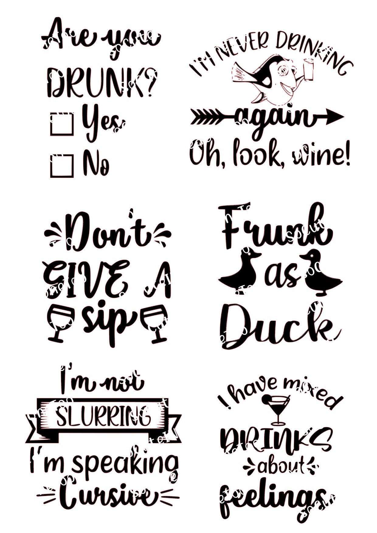 Drinking Waterslide Decals Vol 1 – Funny Alcohol & Day Drinking Sayings for Tumblers