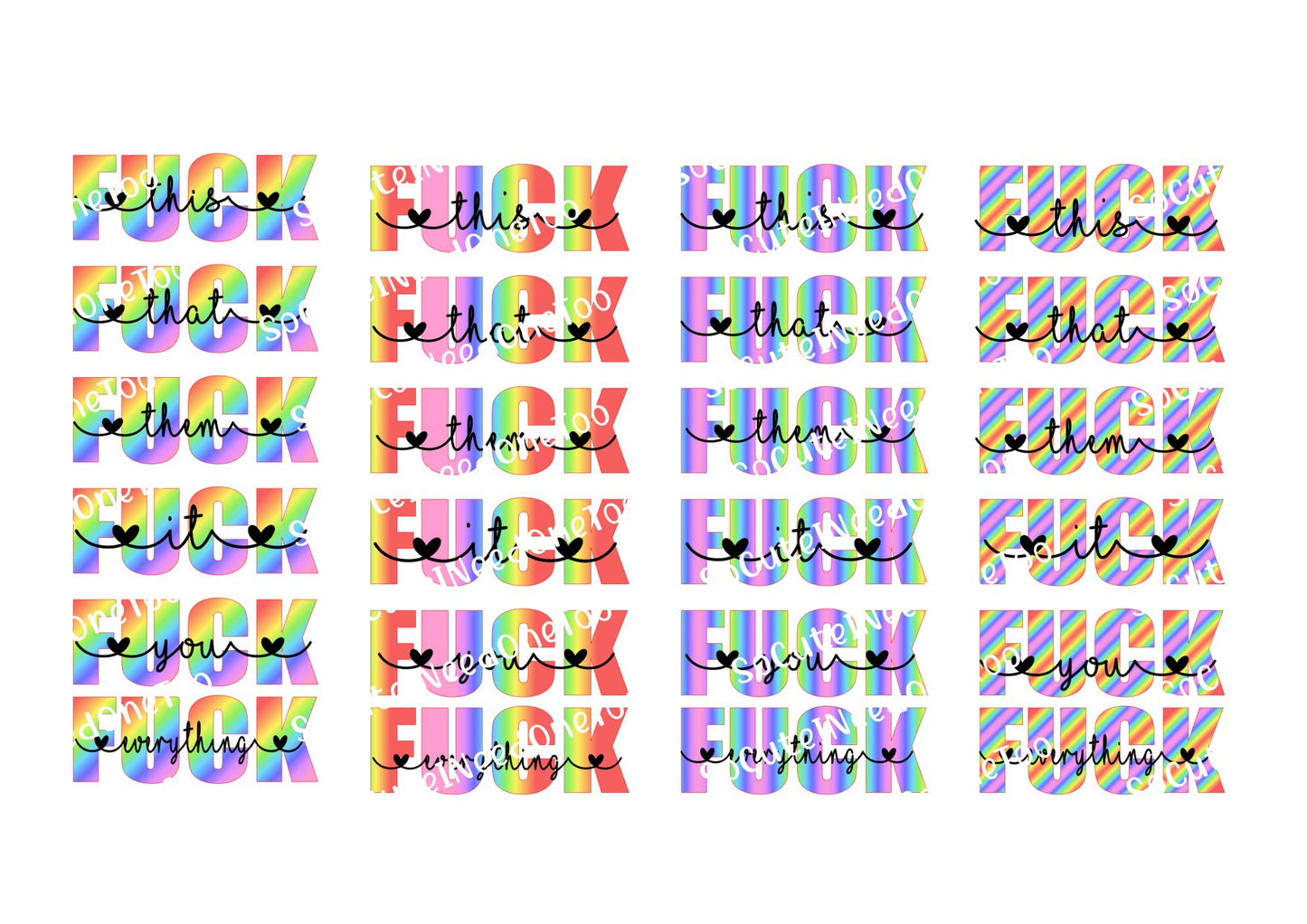 Funny Adult Humor Waterslide Decals – Bold No-Filter Sayings for Tumblers