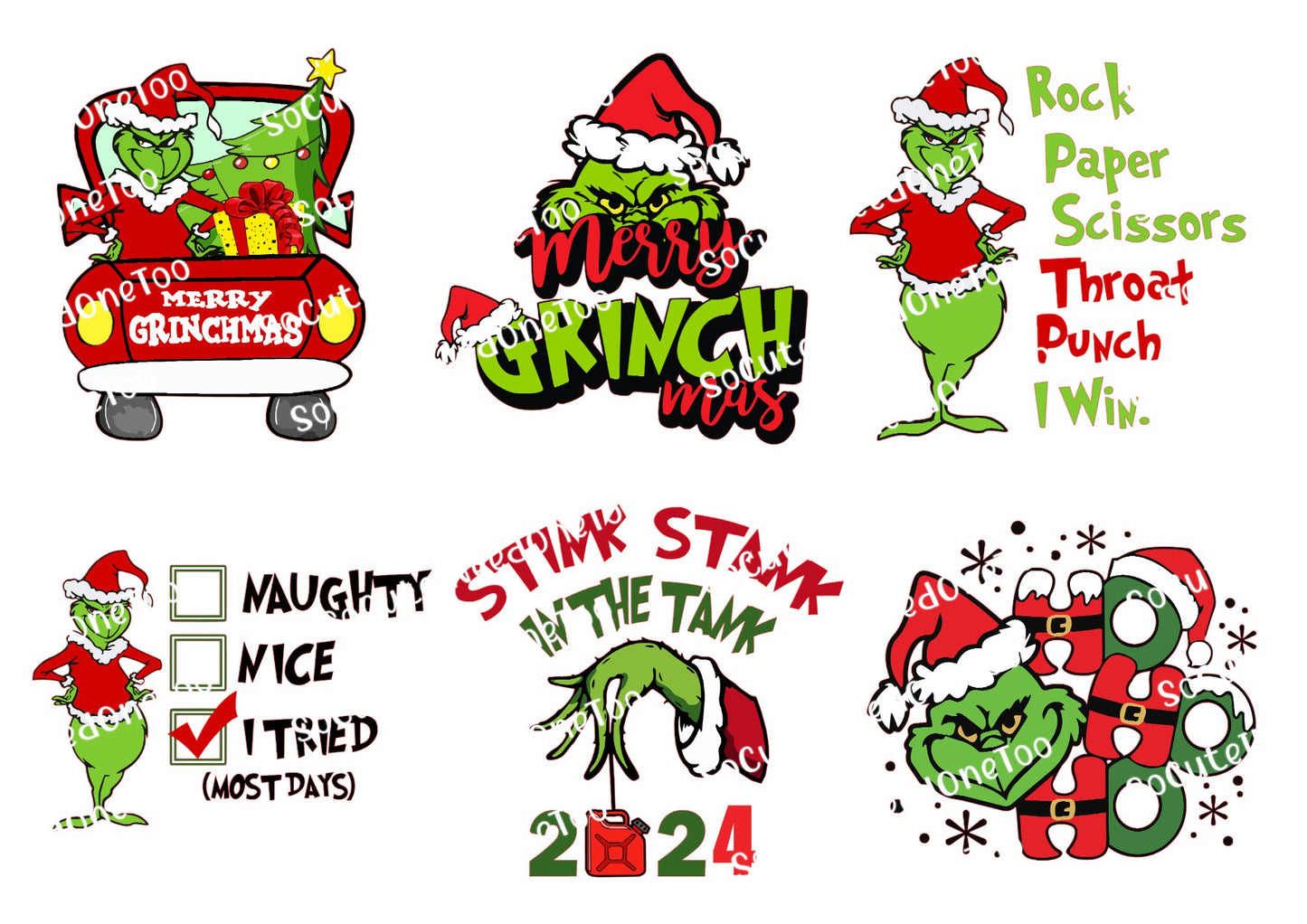 Grinch K Waterslide Decals - Christmas Designs