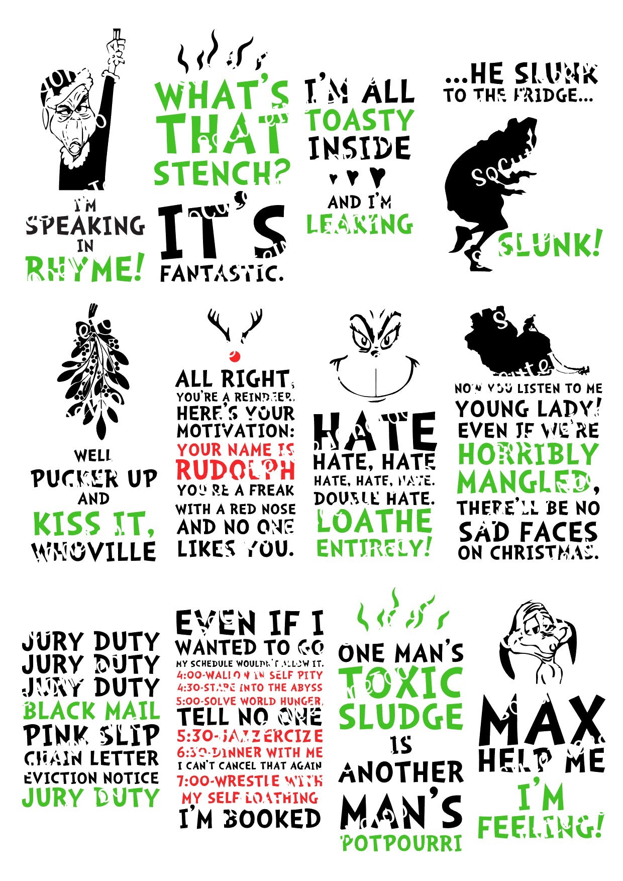 GRINCH TAGS Waterslide Decals - SoCuteINeedOneToo