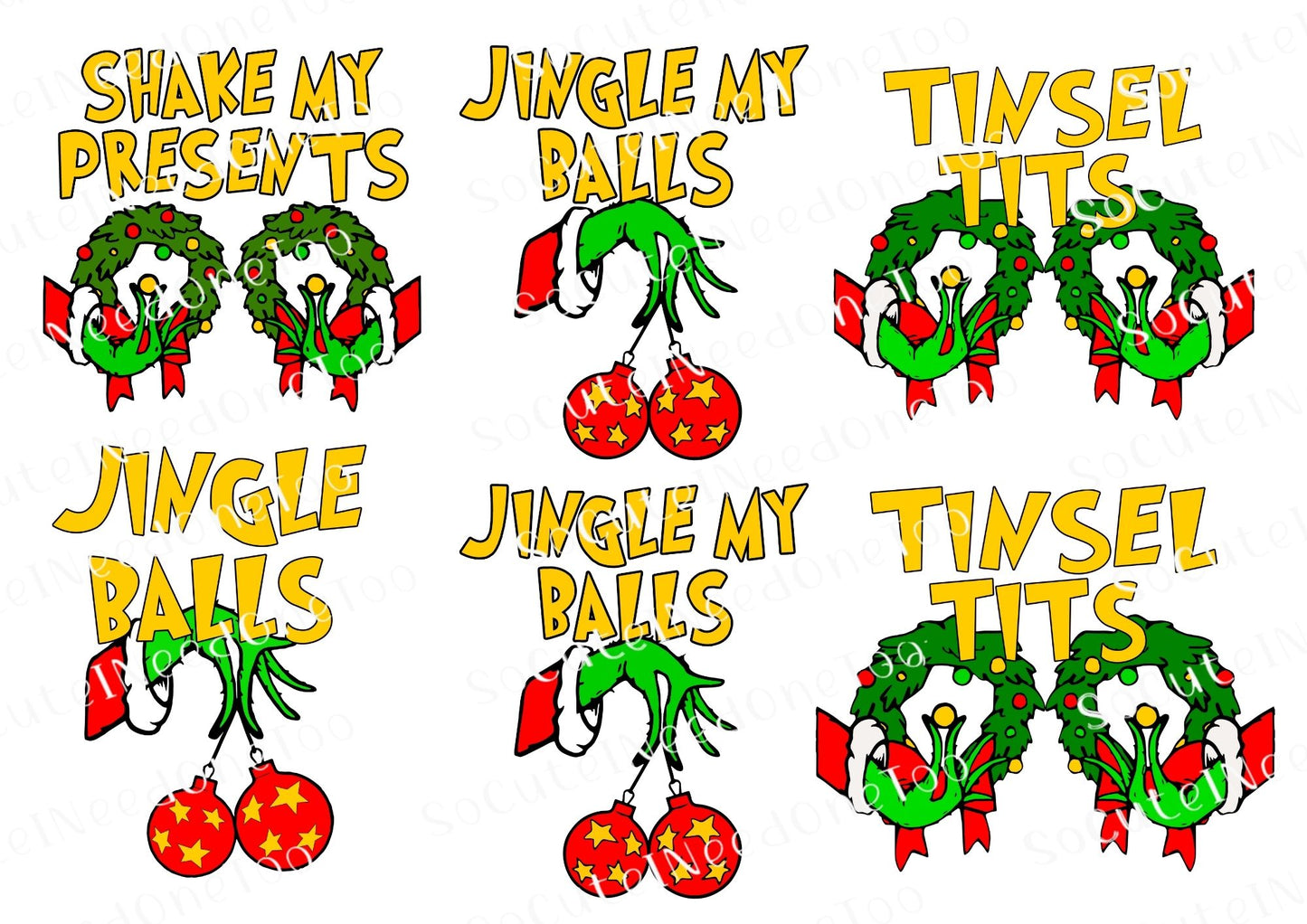 Grinch Tinsel Tits Waterslide Decals - SoCuteINeedOneToo