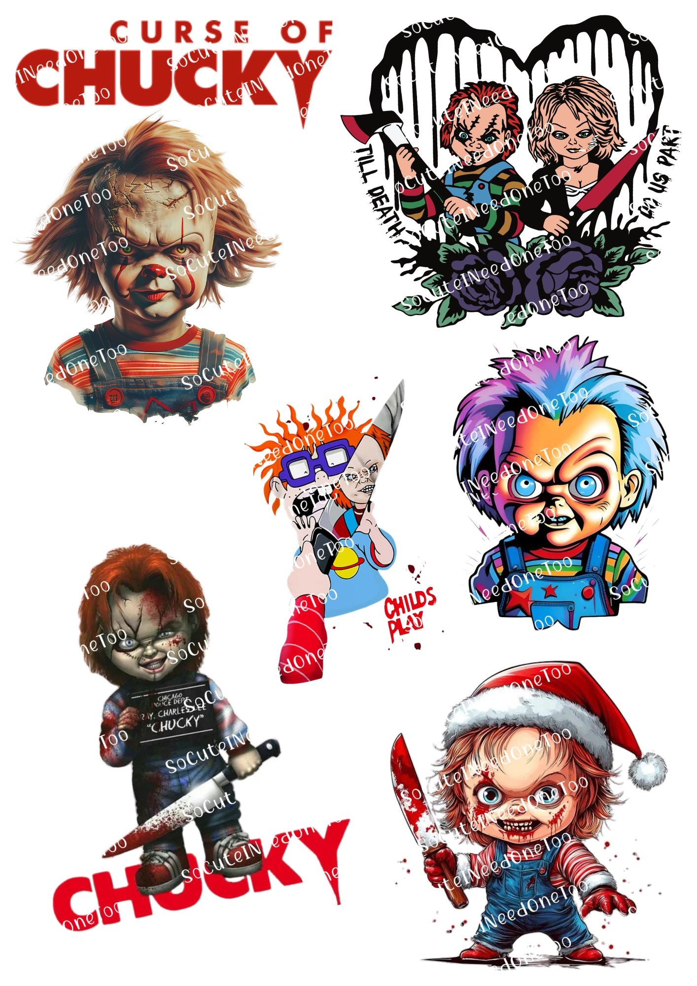 Chucky Waterslide Decals - Child's Play Horror Movie Designs