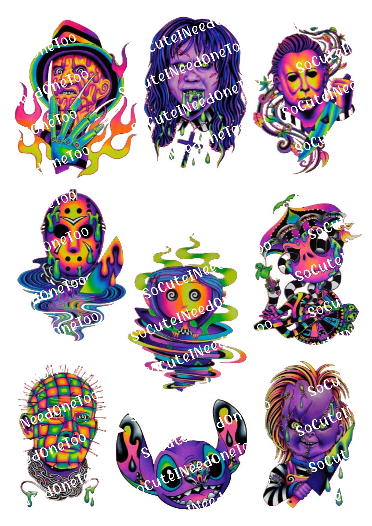 Toboganes acuáticos con cabezas multicolores para Halloween