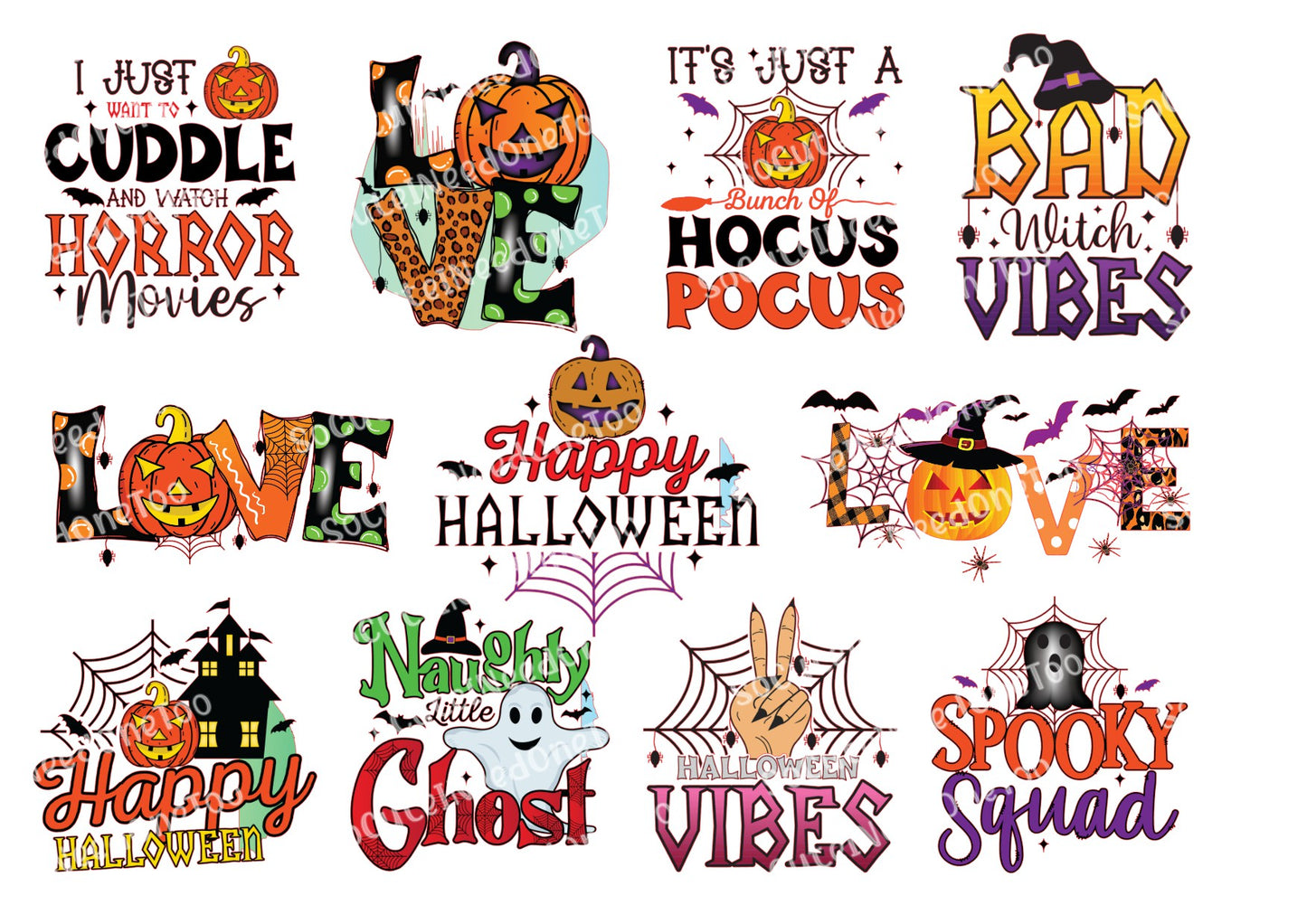 Halloween Sayings Waterslide Decals – Spooky Phrases & Halloween Designs for Tumblers