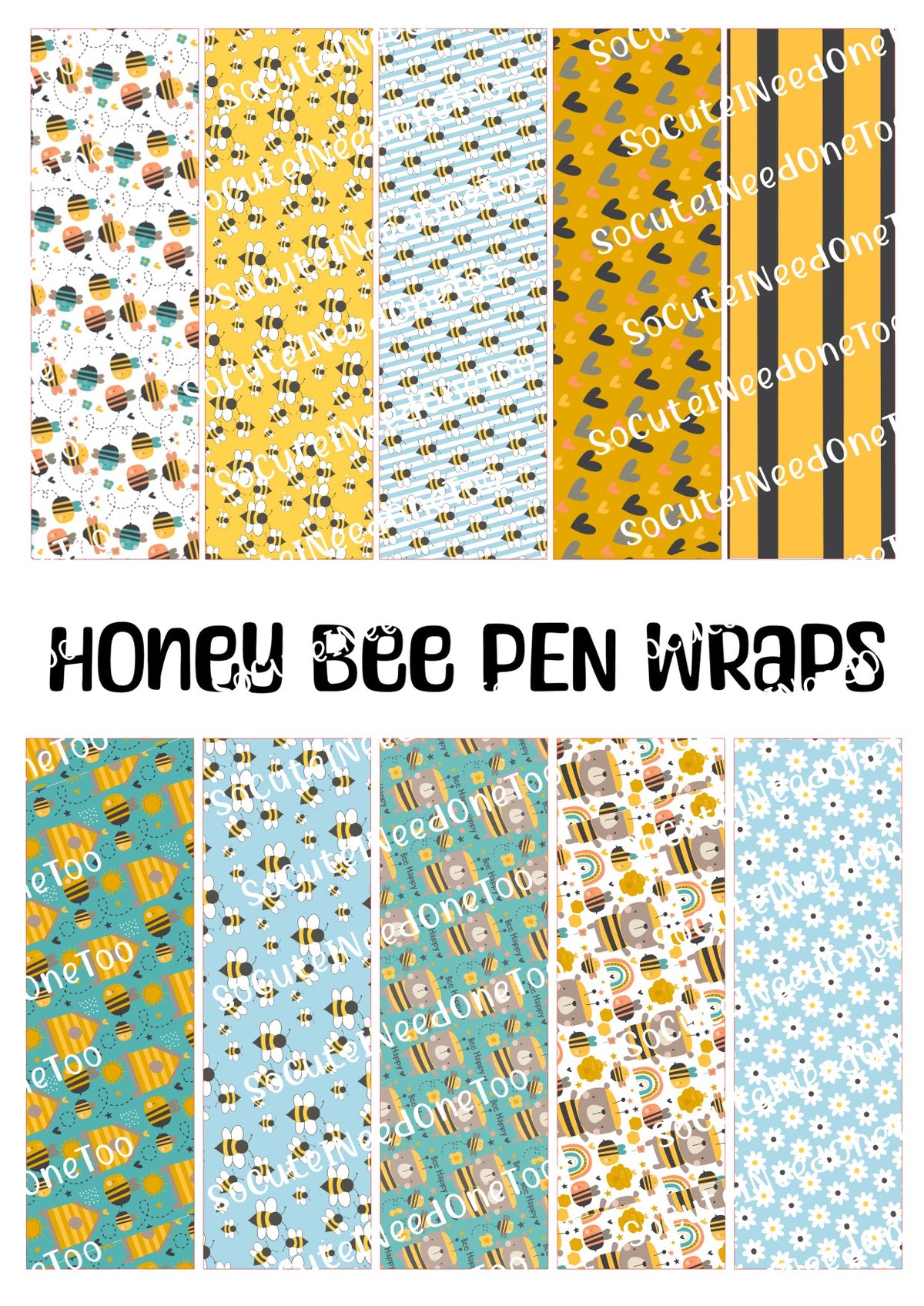 Honey Bee Pen Wraps – Sweet Bee Designs for Bic Pens