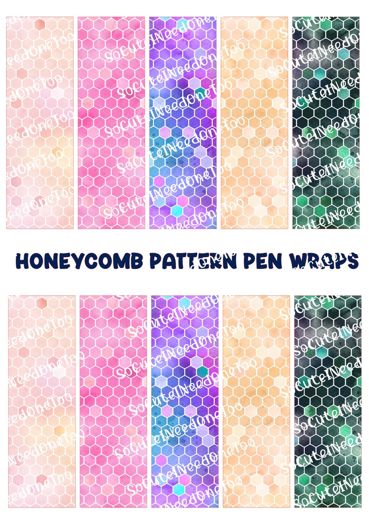 Honeycomb Pattern Pen Wraps – Colorful Honeycomb Designs for Bic Pens