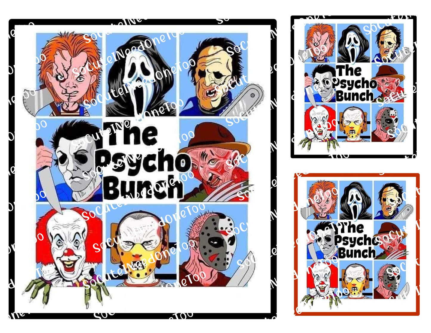 Horror Psycho Bunch Waterslide Decals – Spooky Horror Character Designs for Tumblers