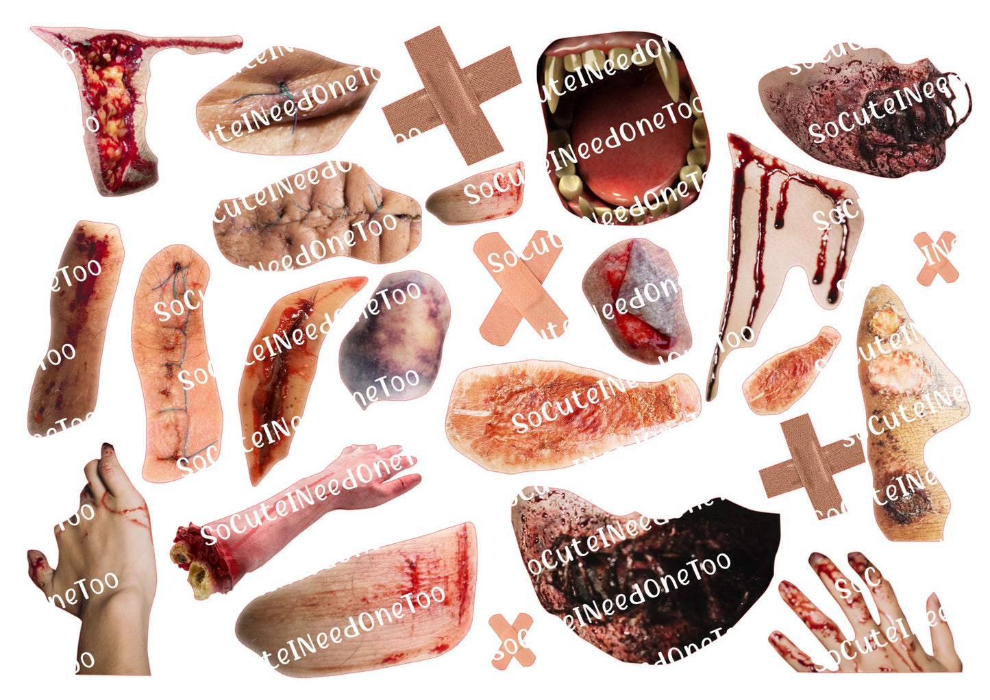 Horror Blood & Scars Waterslide Decals