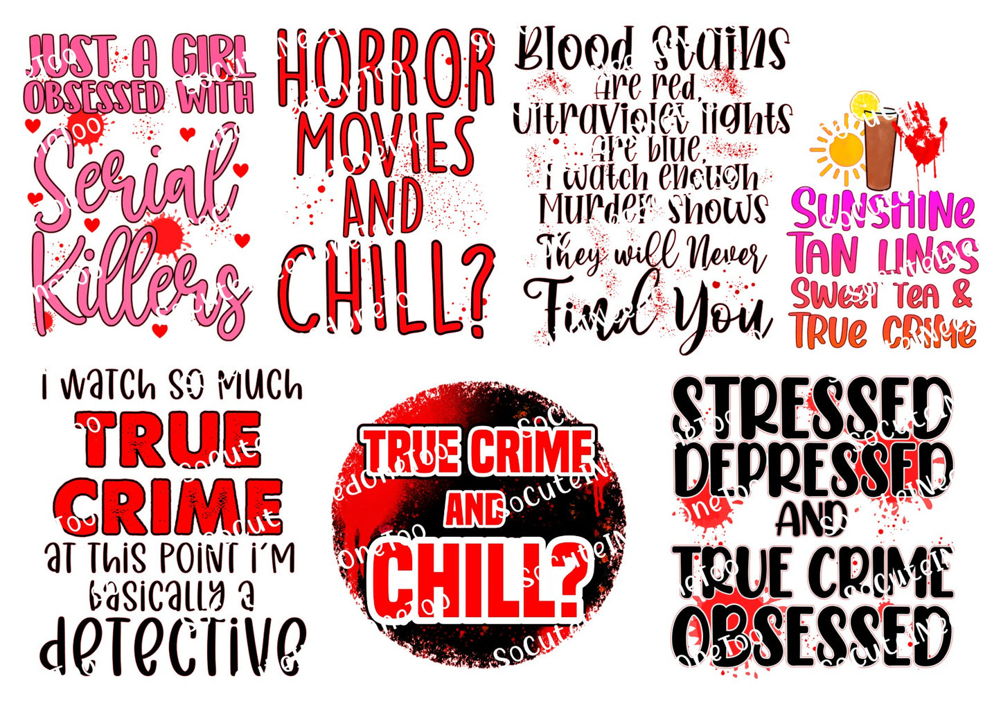 Horror Sayings Waterslide Decals