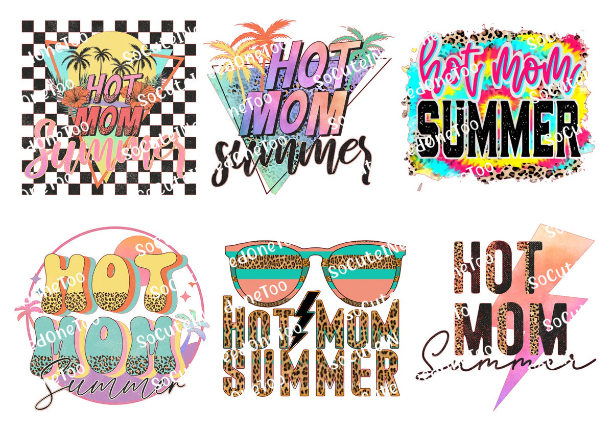 Hot Mom Summer #2 waterslide decal sheet – sassy summer mom designs for tumblers