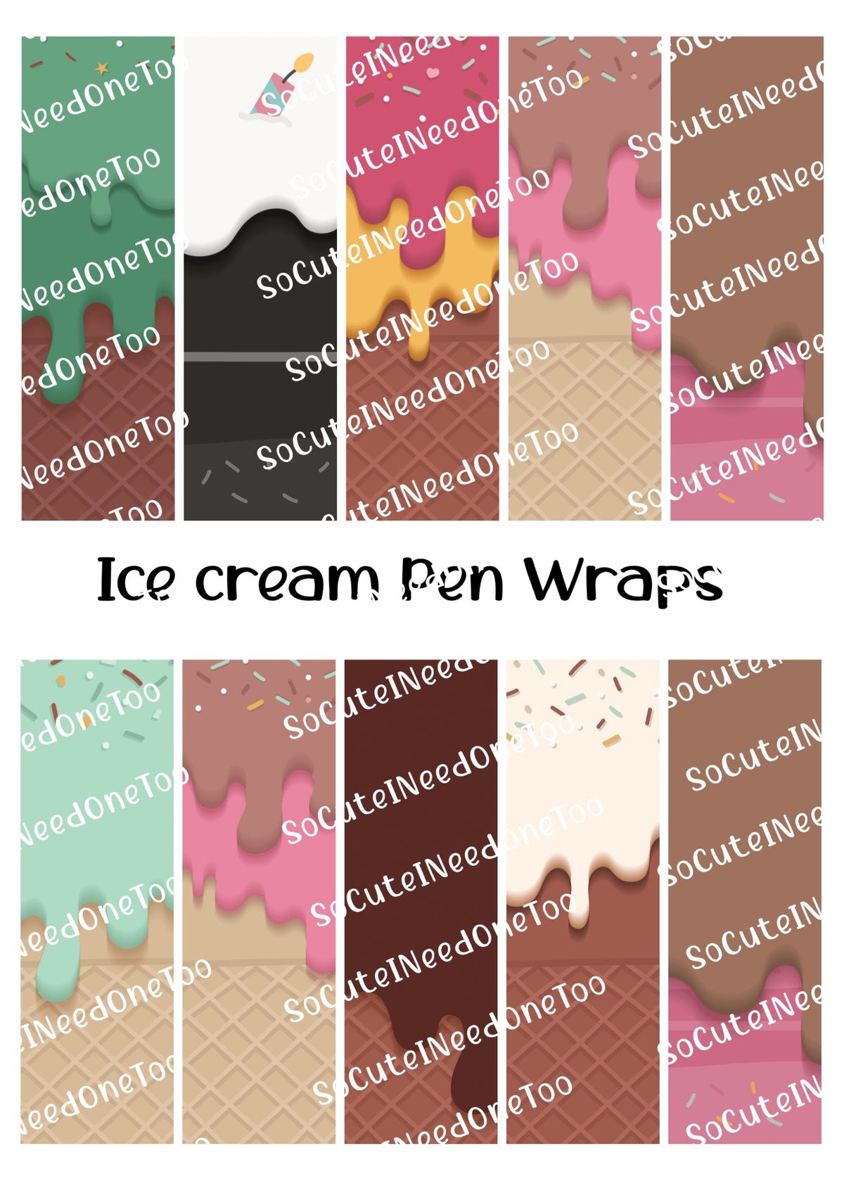 Ice Cream Pen Wraps – Sweet Ice Cream Designs for Bic Pens
