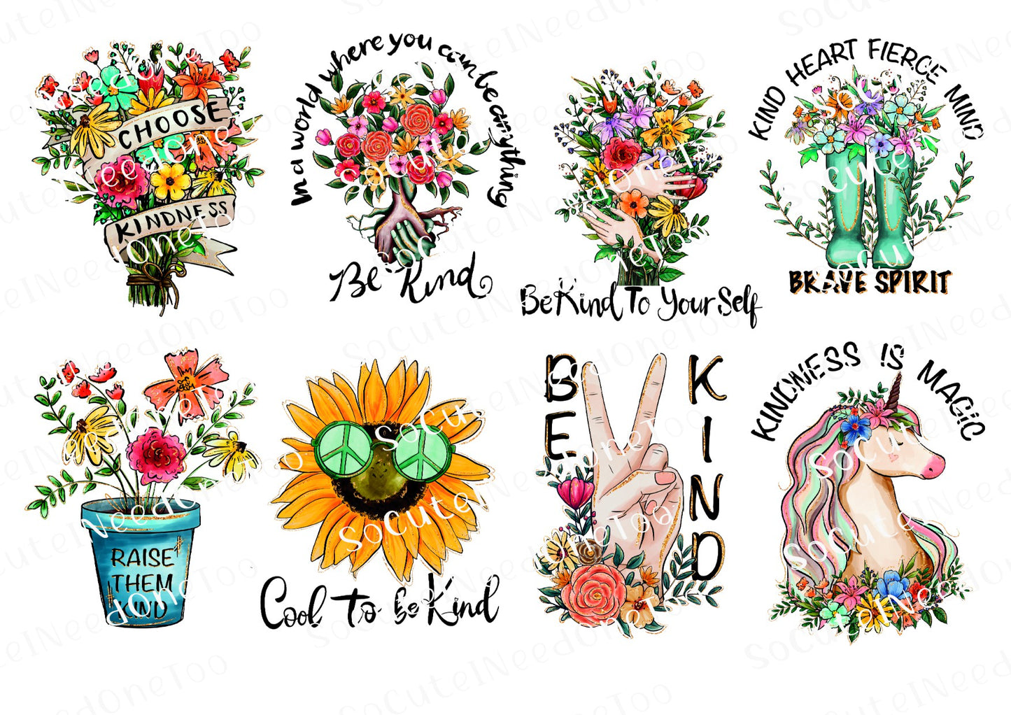 Kindness Is Magic Waterslide Decals – Inspirational Unicorn Designs for Tumblers