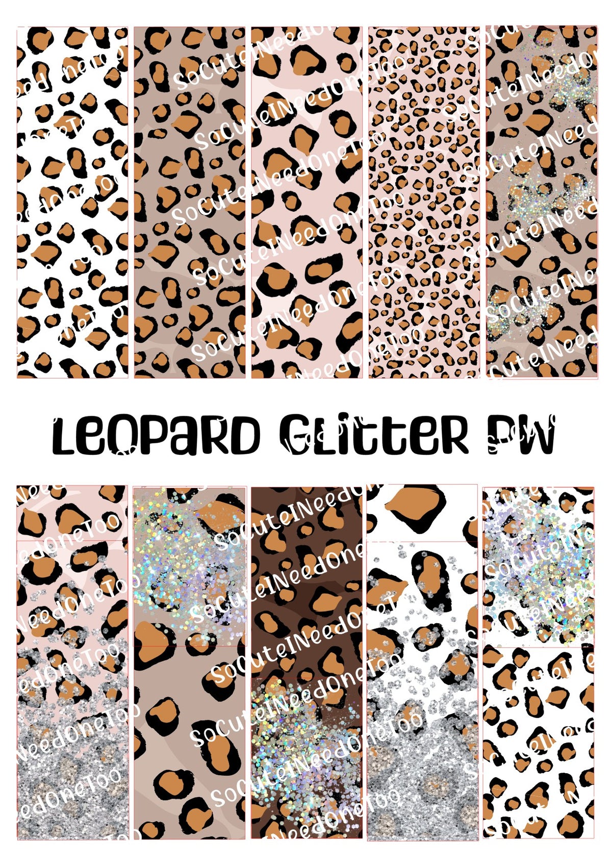 Leopard Glitter Pen Wraps – Bold Sparkly Animal Print Designs for Bic Pens
