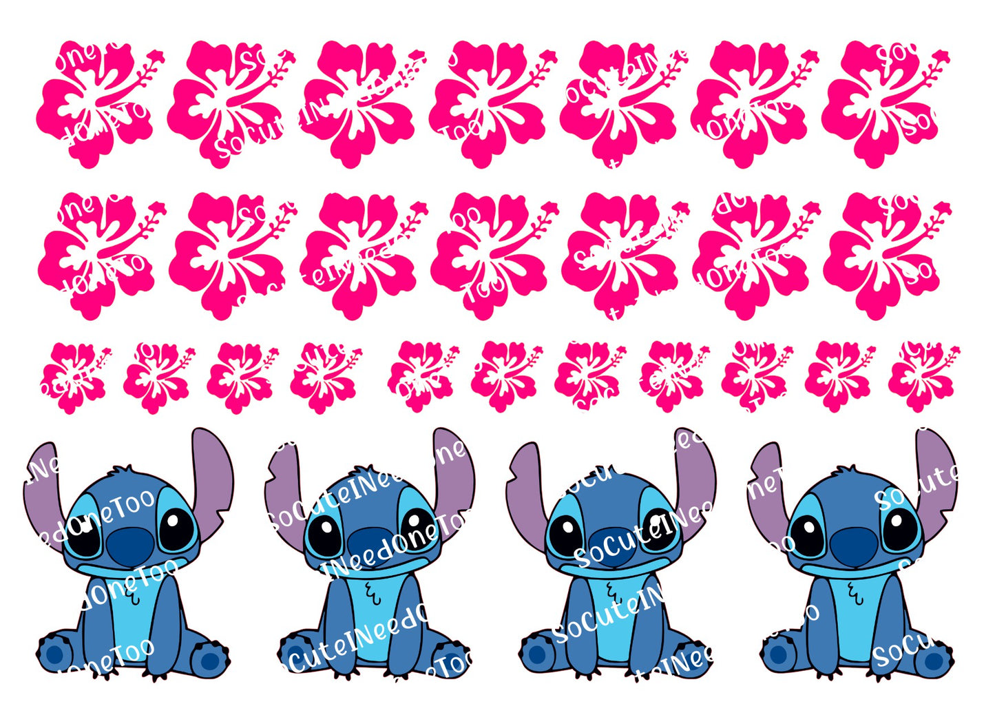 Stitch - Calcomanías para toboganes acuáticos con hibisco rosa