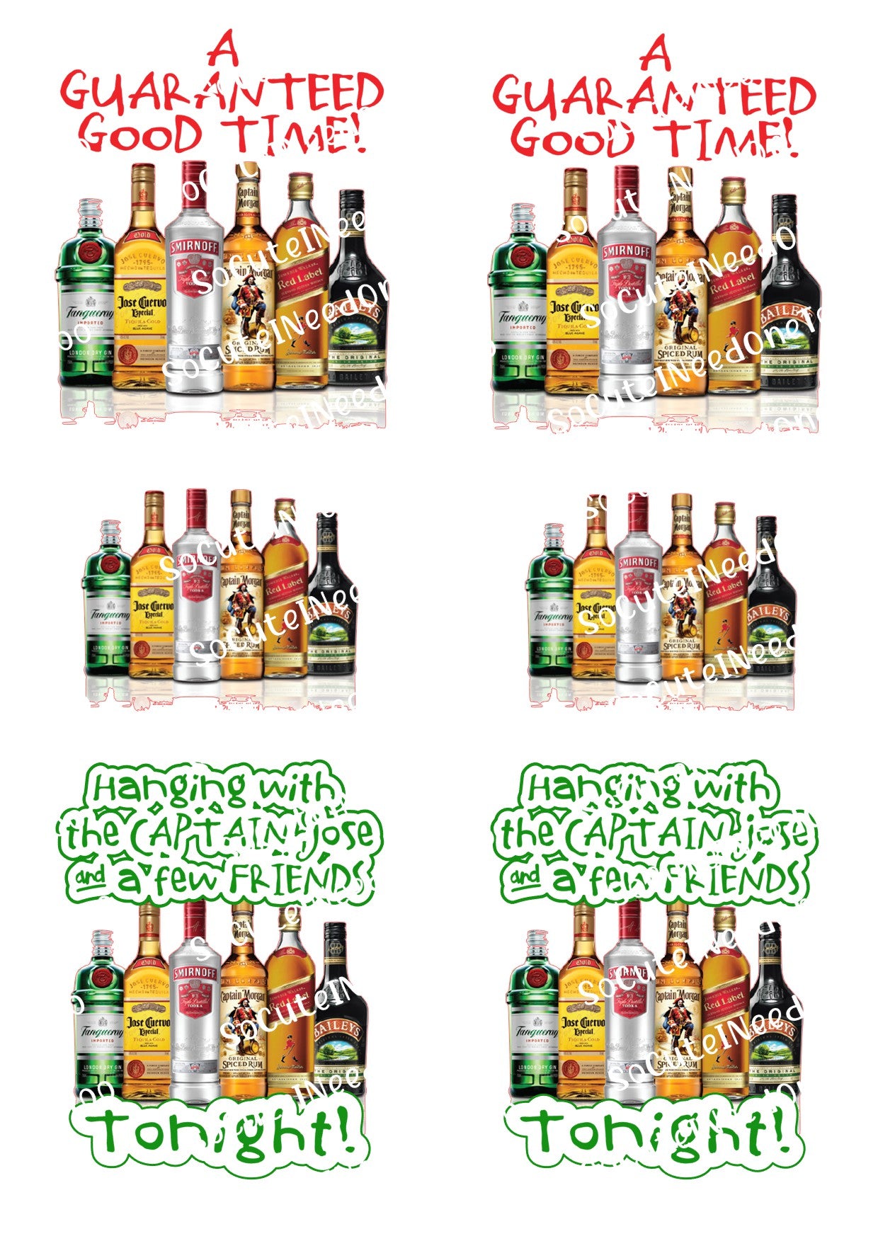 Liquor Friends en papel de agua transparente/blanco listo para usar