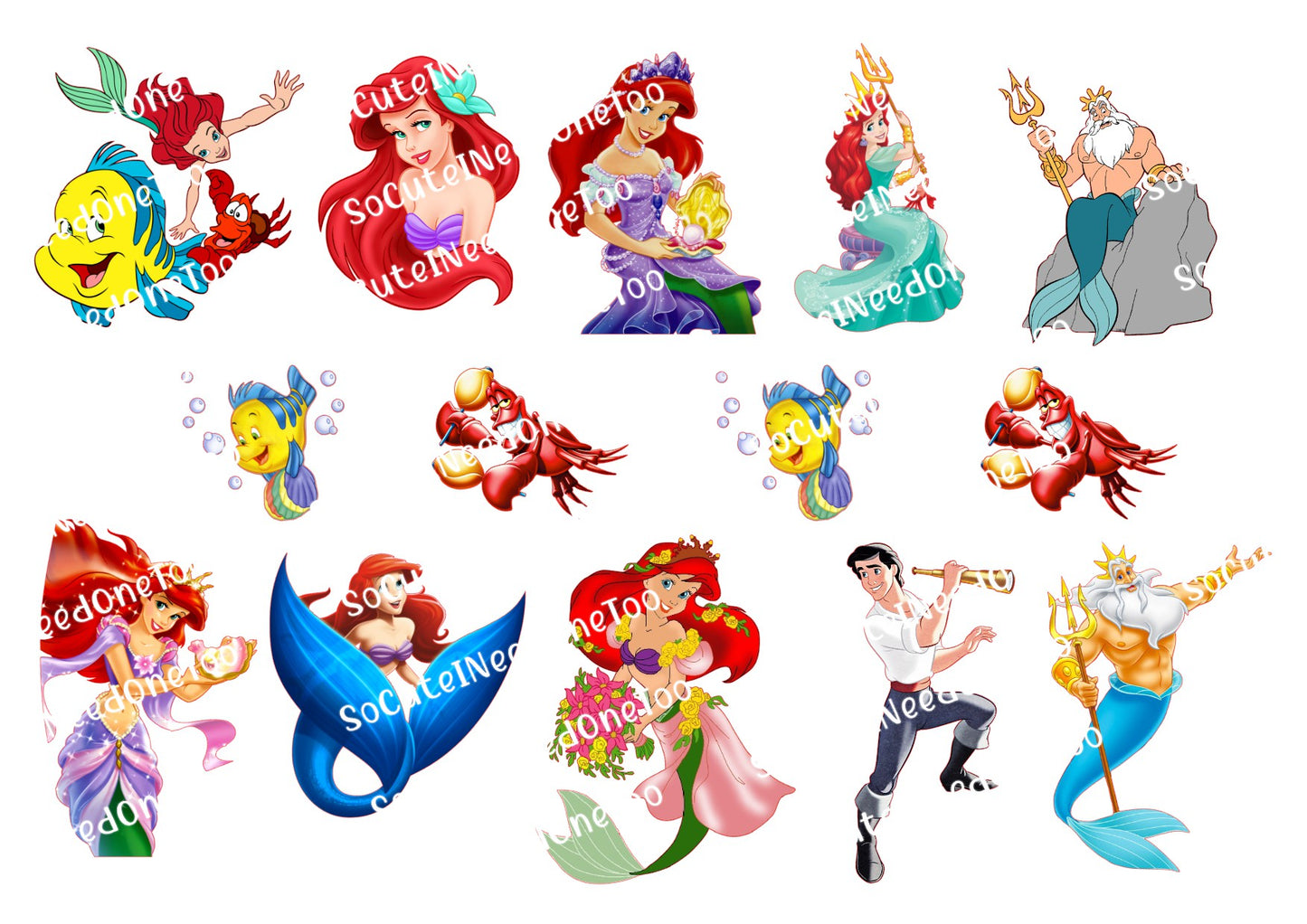 Little Mermaid #5 Waterslide Decals – Ariel Disney Princess Designs for Tumblers