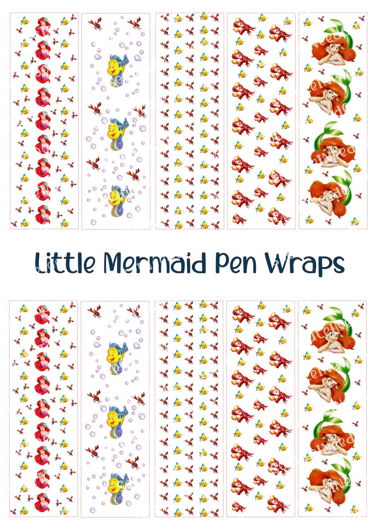 Little Mermaid Pen Wraps – Ariel Ocean Designs for Bic Pens