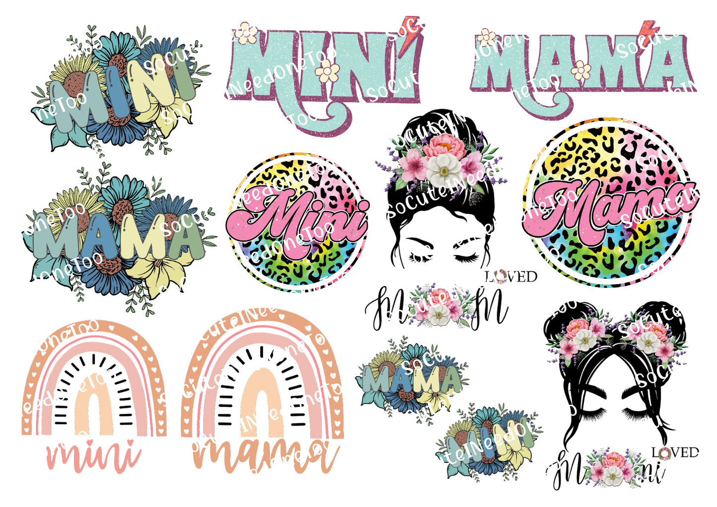 Mama & Mini Matching Waterslide Decals – Mother Child Designs for Tumblers