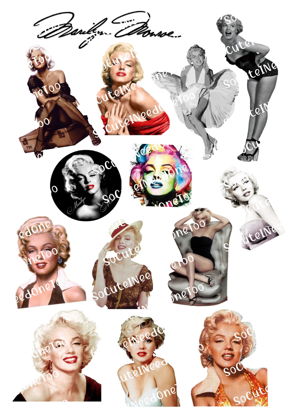 Calcomanías de agua de Marilyn Monroe
