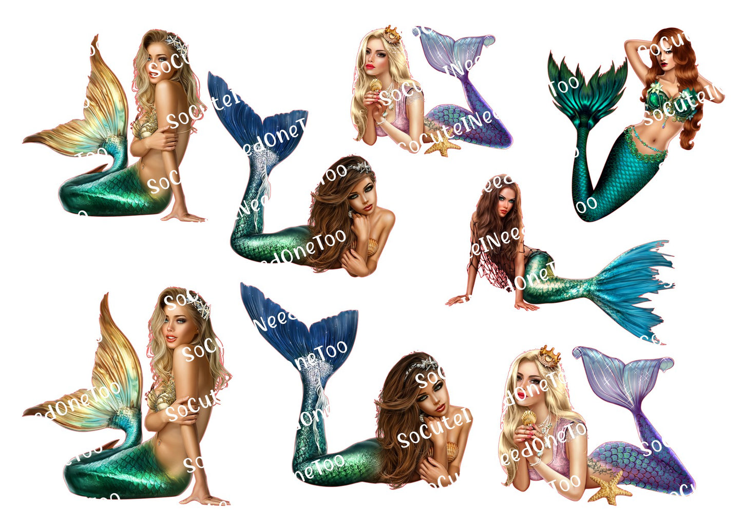 Mermaids Waterslide Decals – Beautiful Mermaid Designs for Tumblers & Crafts