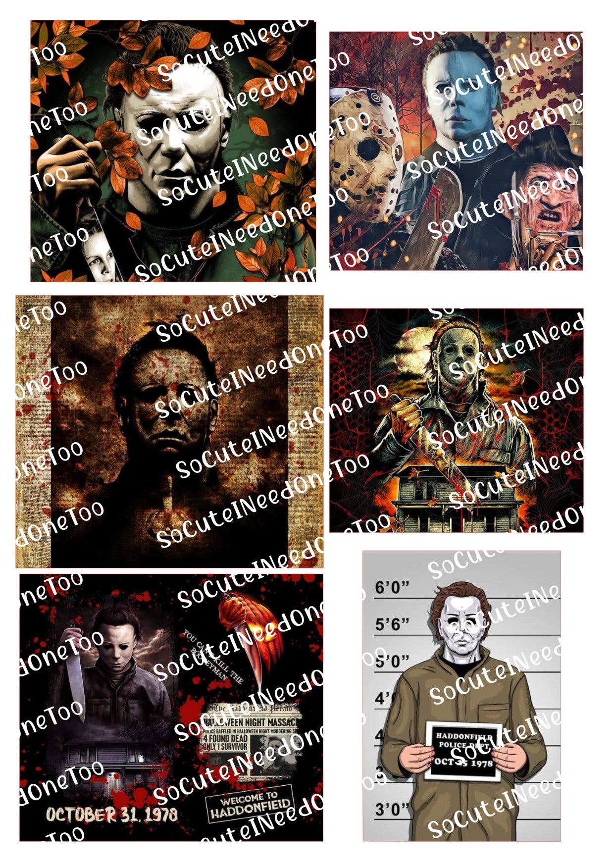 Fotografía policial de Michael Myers en papel transparente/blanco para transparencias, lista para usar