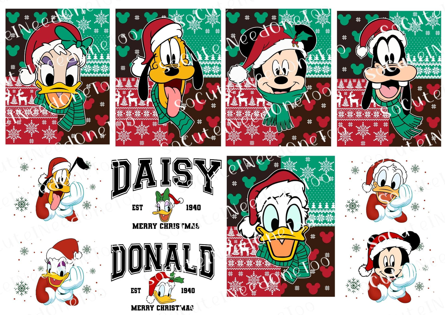 Calcomanías navideñas de Mickey para toboganes acuáticos