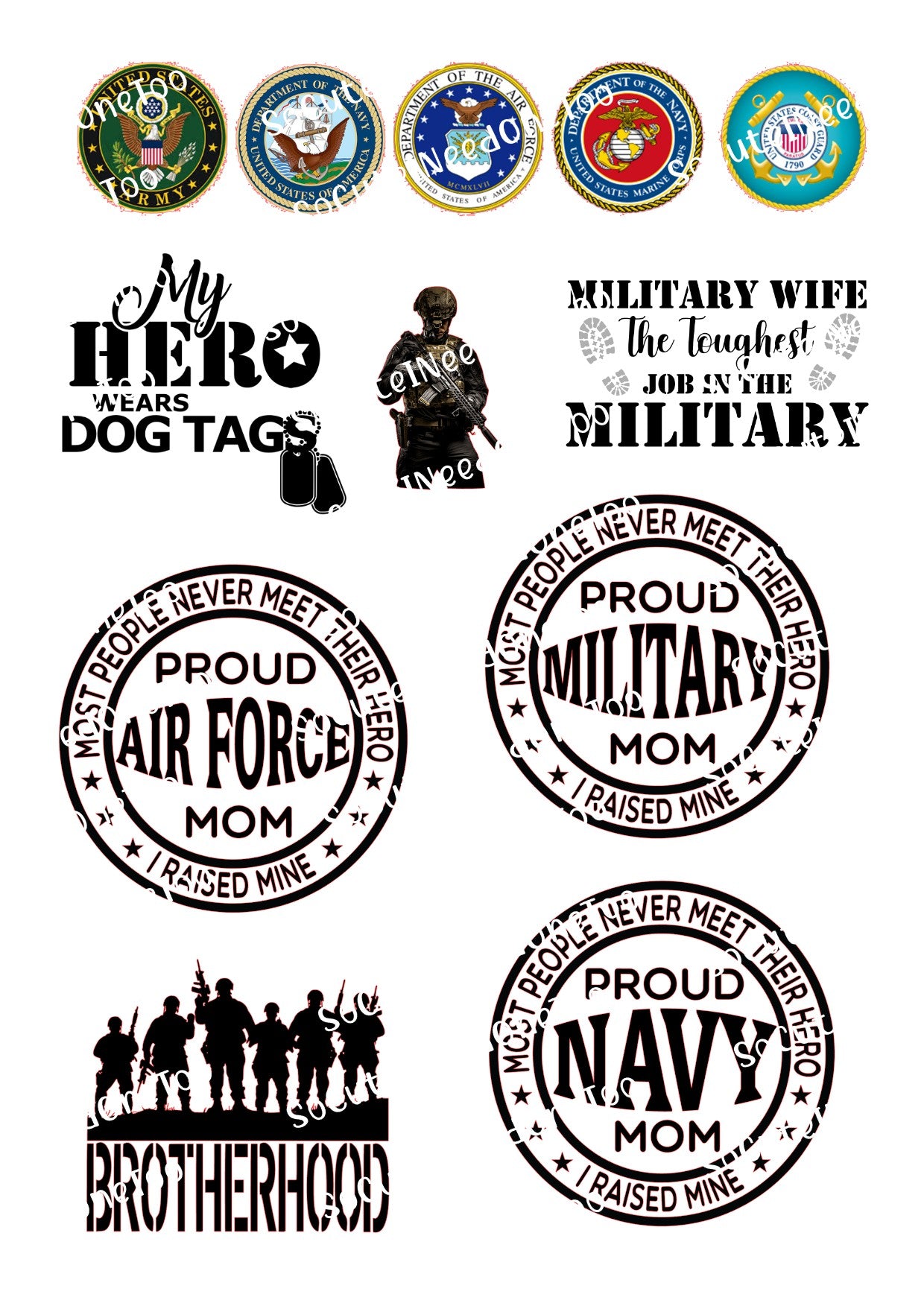 Military #1 Waterslide Decals – Armed Forces Designs for Tumblers & Patriotic Crafts