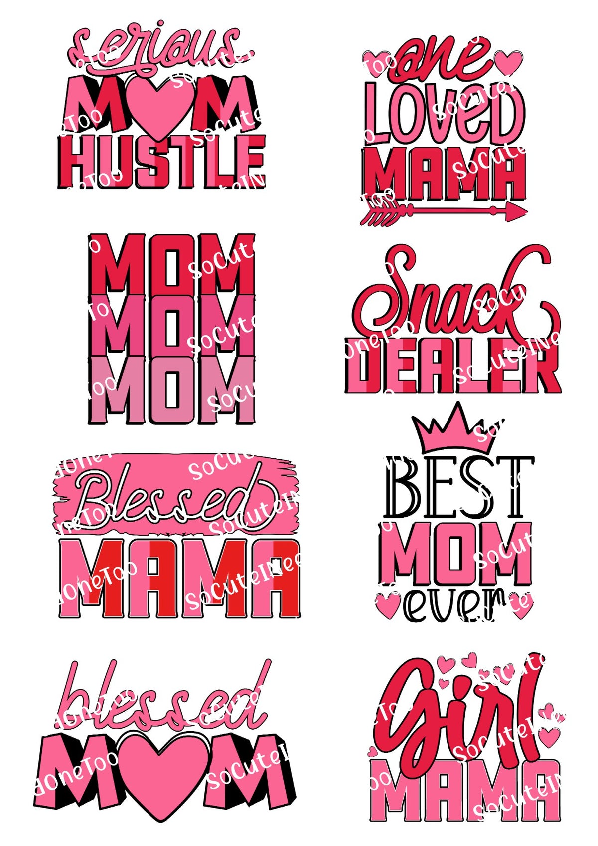 Mom Hustle en papel transparente/blanco para toboganes de agua, listo para usar
