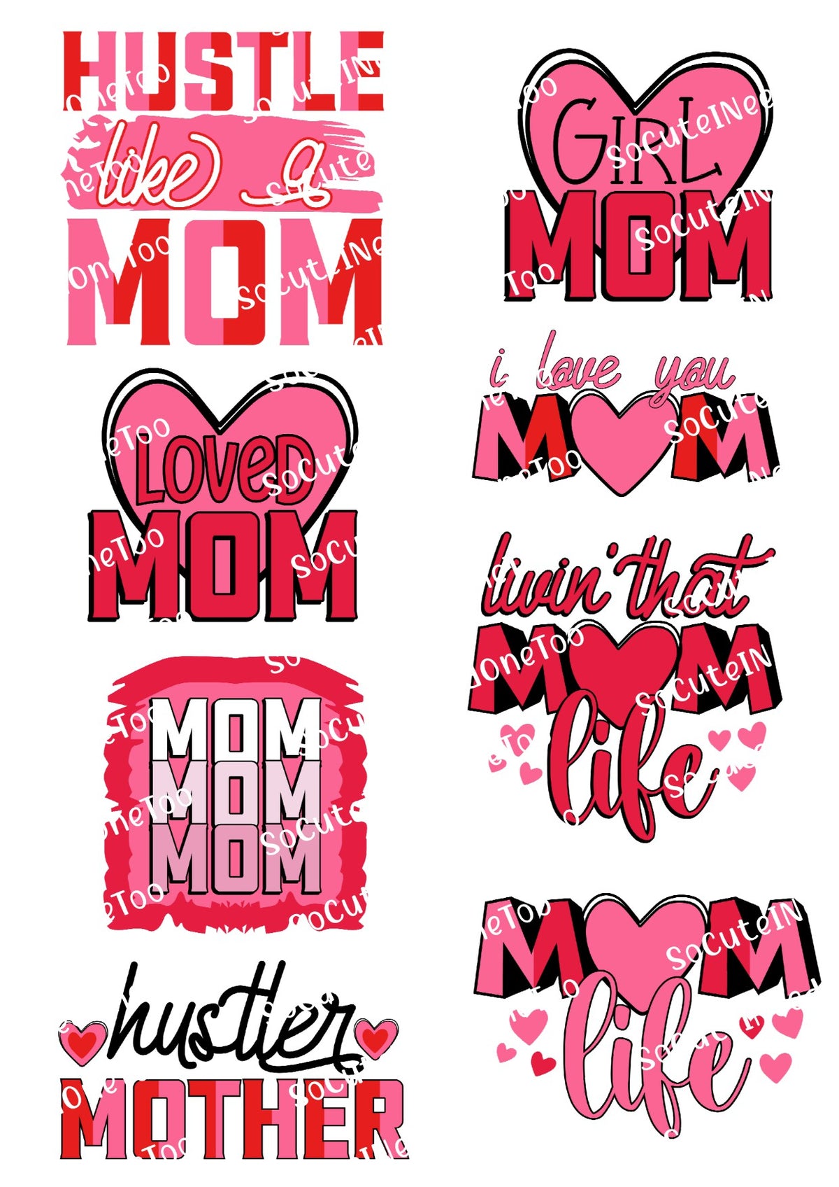 Mom Hustle #1 en papel transparente/blanco para toboganes de agua, listo para usar
