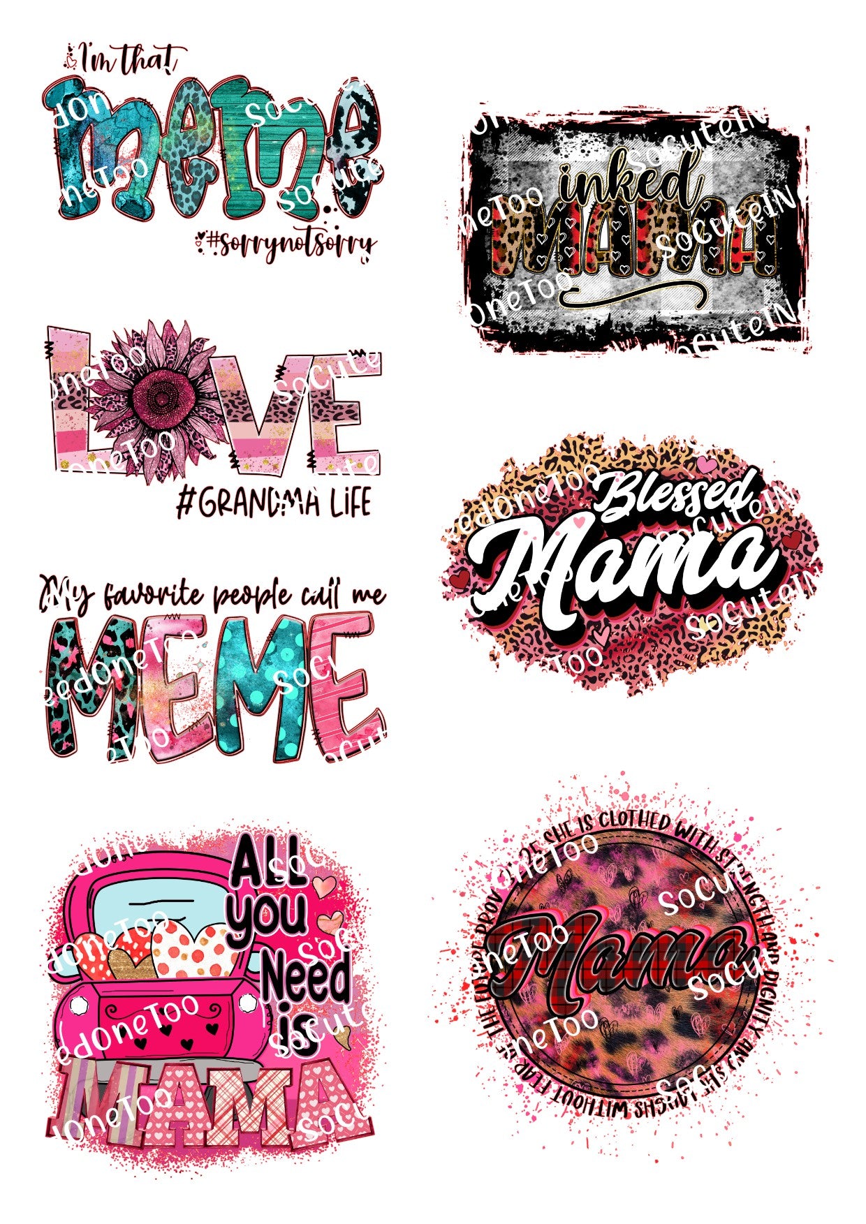 Mother's Day #2 Waterslide Decals - Mom Appreciation Designs