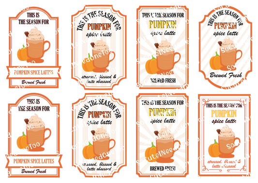 Pumpkin Spice & Apple Spice Labels I Waterslide Decals