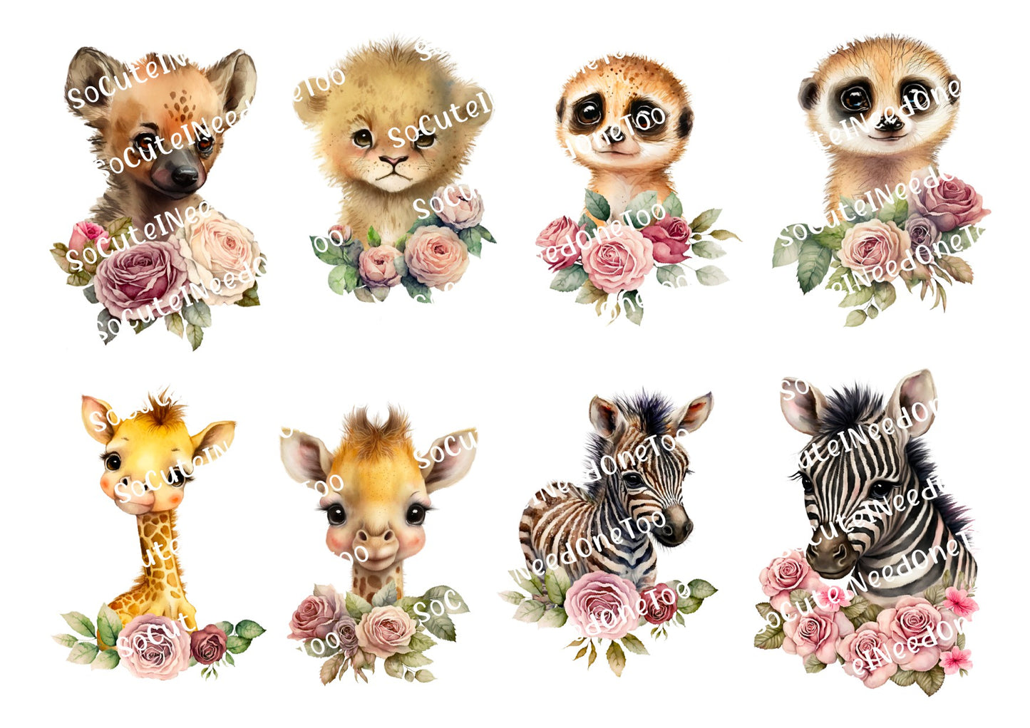 Safari Animals Waterslide Decals – Lions Elephants & Sloths Designs for Tumblers