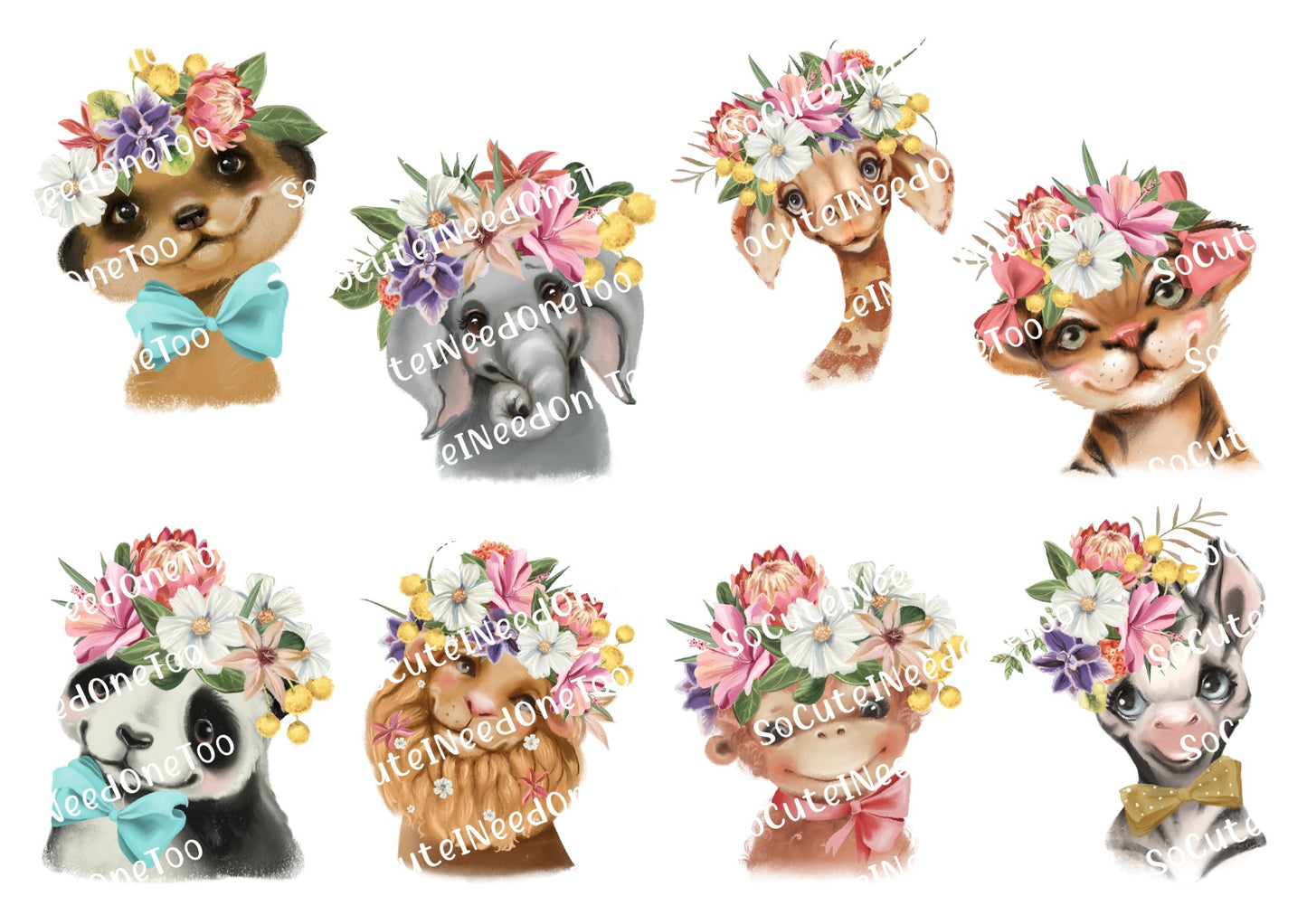 Safari Animals Waterslide Decals – Lions Elephants & Sloths Designs for Tumblers
