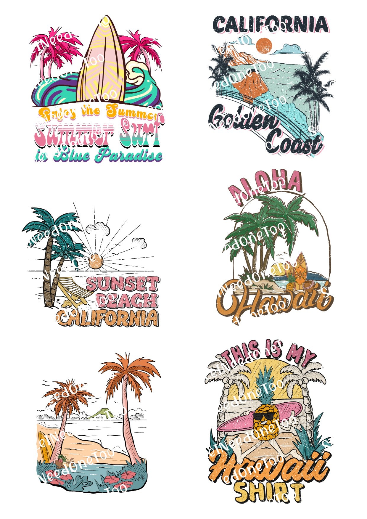 Summer California Surf Waterslide Decals – Surf & Beach Designs for Tumblers