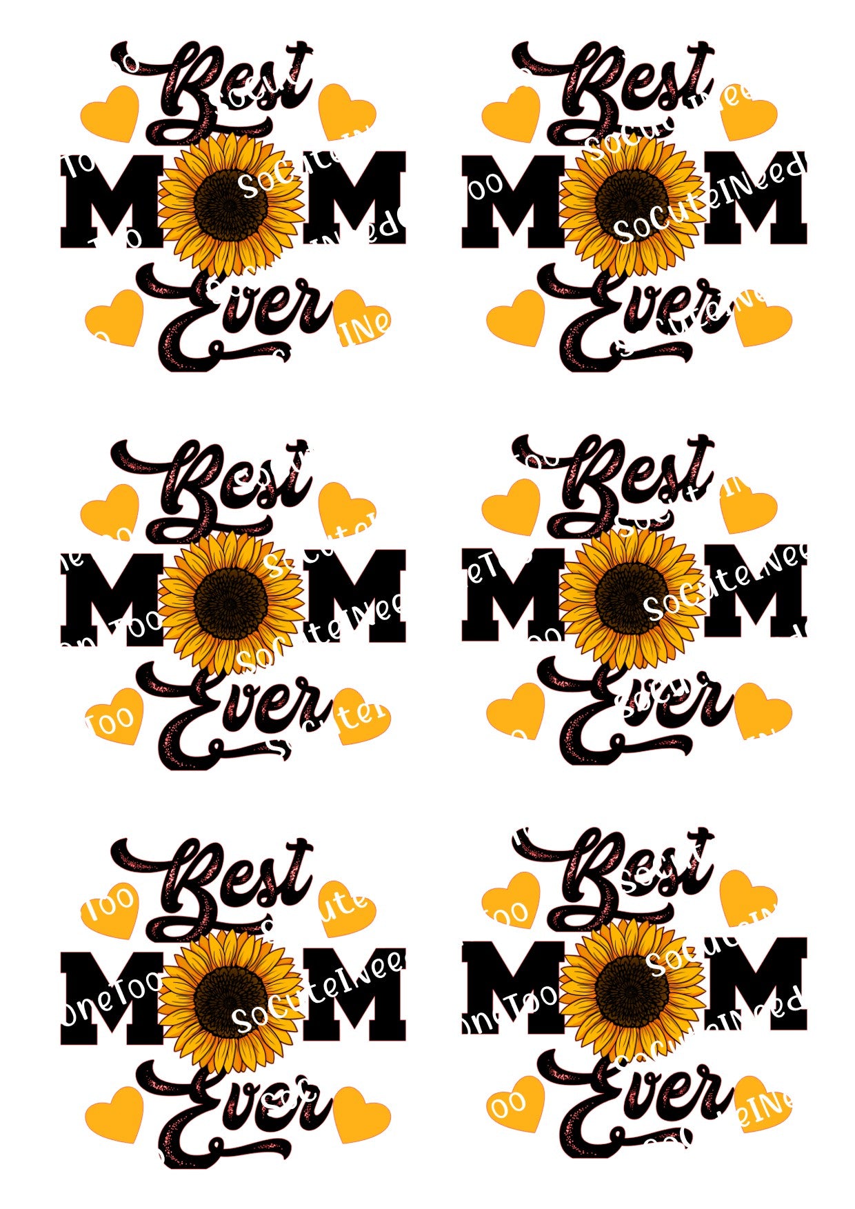 Sunflower best mom ever mothers day waterslide decals for tumblers