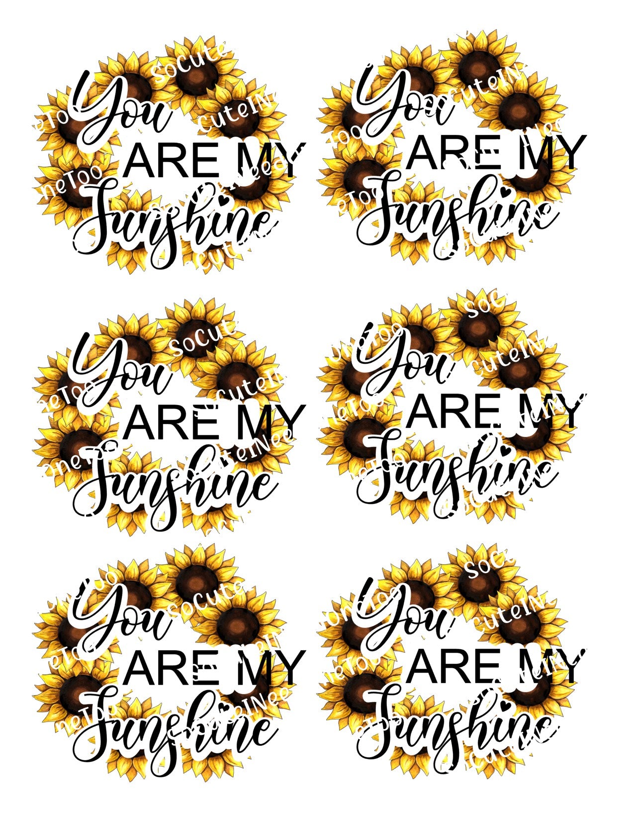 Sunflower you are my sunshine uplifting waterslide decals for tumblers
