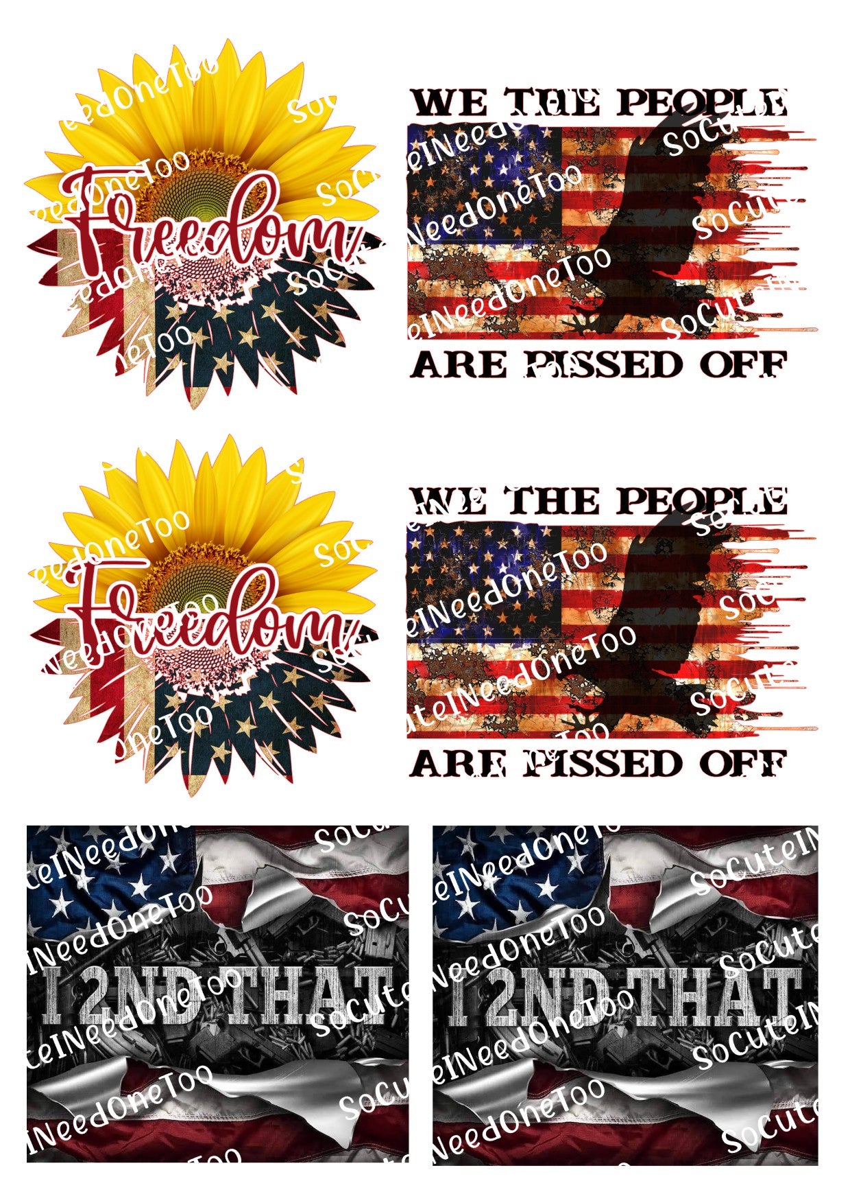 Sunflower Freedom Waterslide Decals - Patriotic Floral Designs