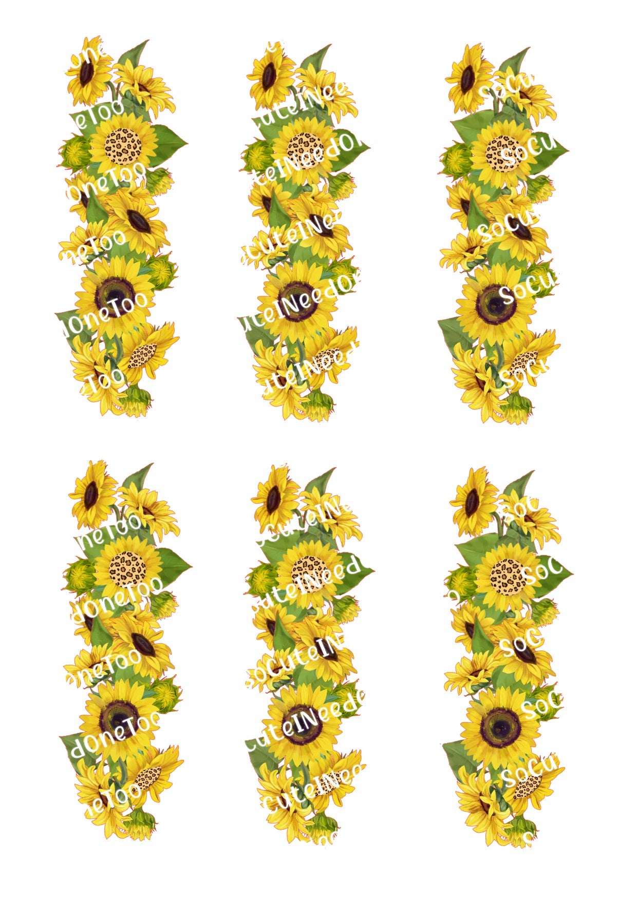 Sunflower Leopard Waterslide Decals – Floral Animal Print Designs for Tumblers