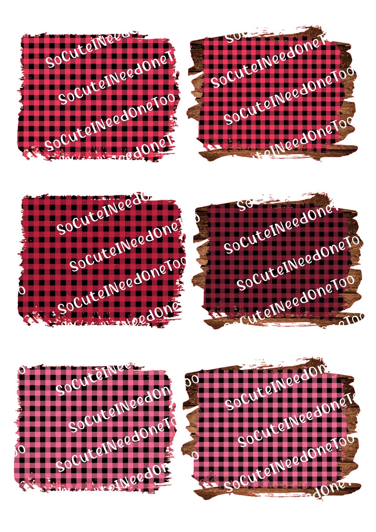 Valentine - Buffalo Plaid Waterslide Decals - SoCuteINeedOneToo
