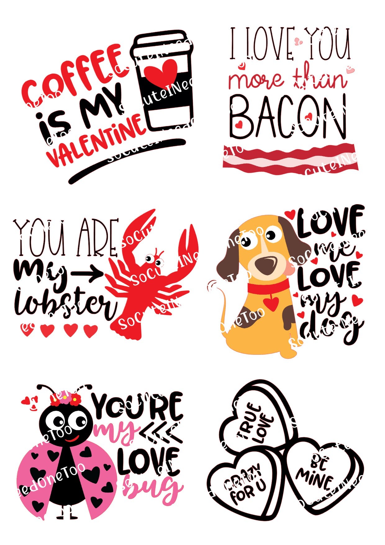 Valentine's #10 Waterslide Decals - SoCuteINeedOneToo