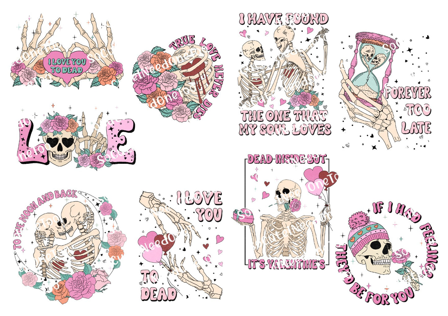 Valentine's Day Skeltons Waterslide Decals - SoCuteINeedOneToo