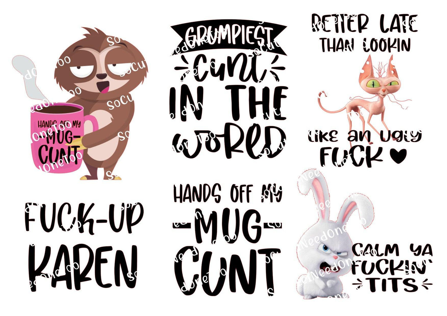 Adult Humor #11 Waterslide Decals - SoCuteINeedOneToo