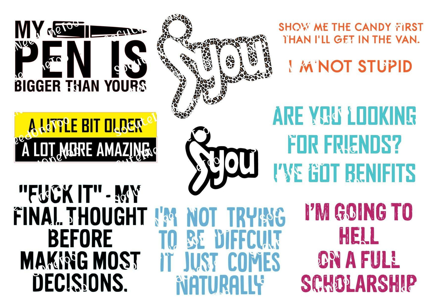 Adult Humor #15 Waterslide Decals - SoCuteINeedOneToo