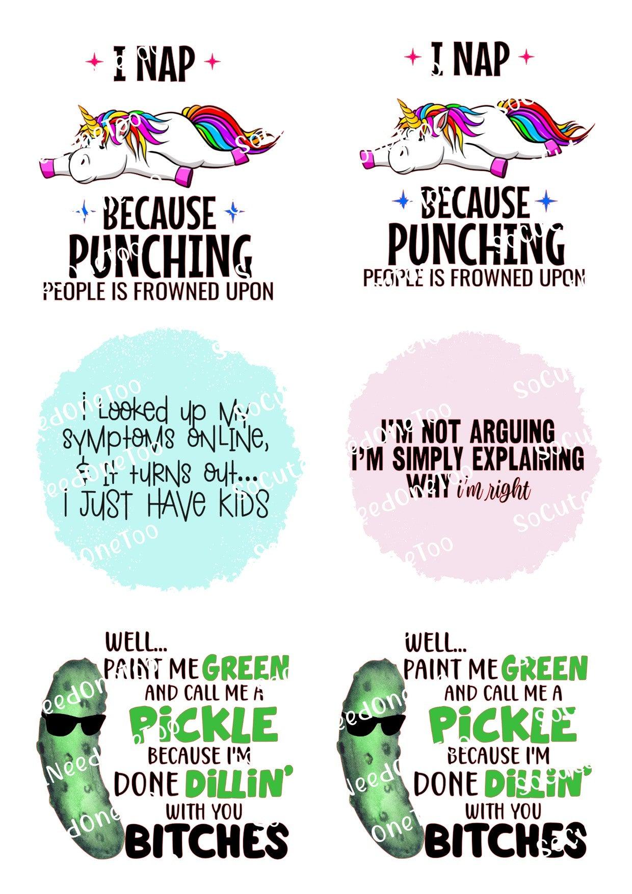 Adult Humor #2 Waterslide Decals - SoCuteINeedOneToo