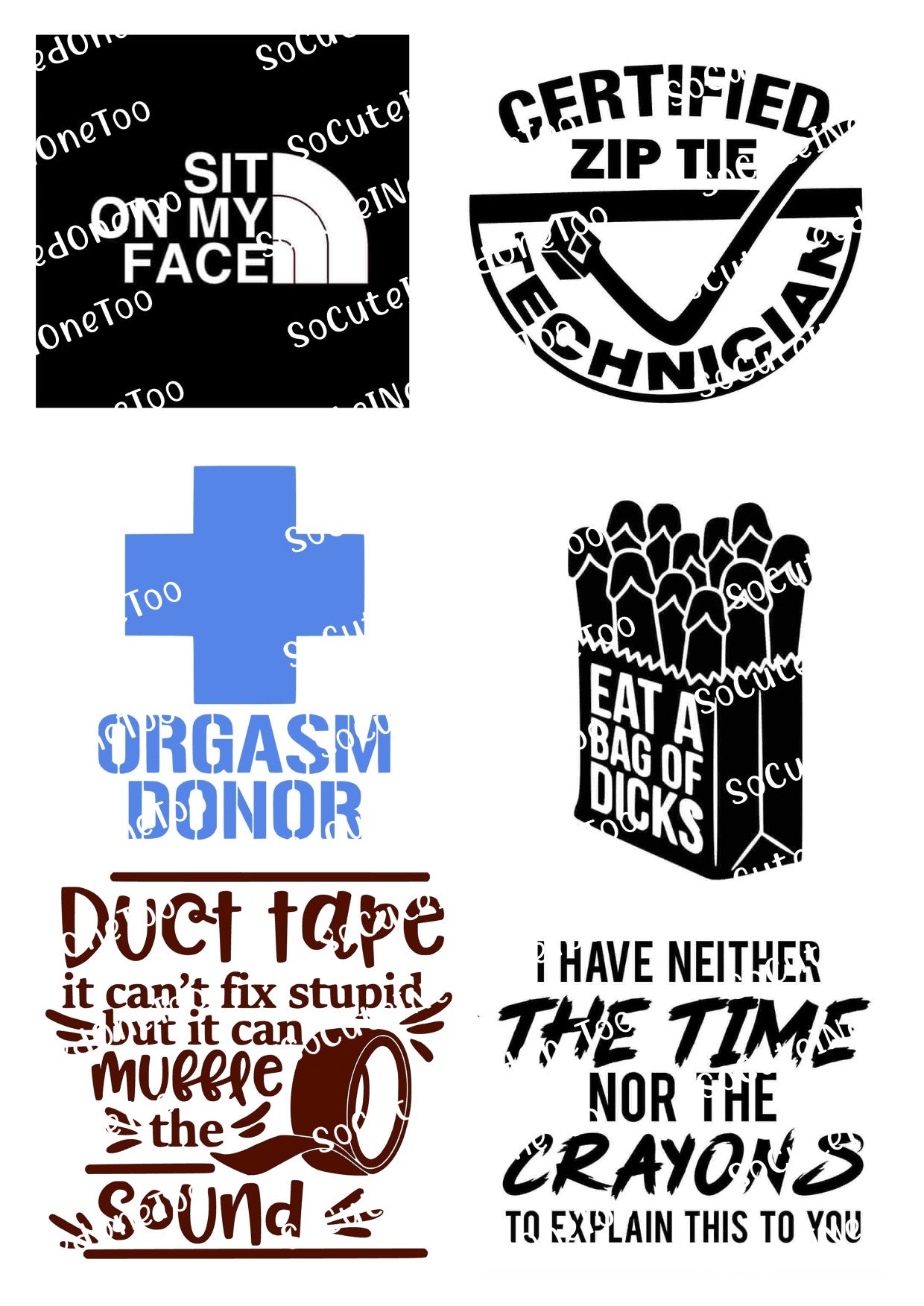 Adult Sayings #9 Waterslide Decals - SoCuteINeedOneToo